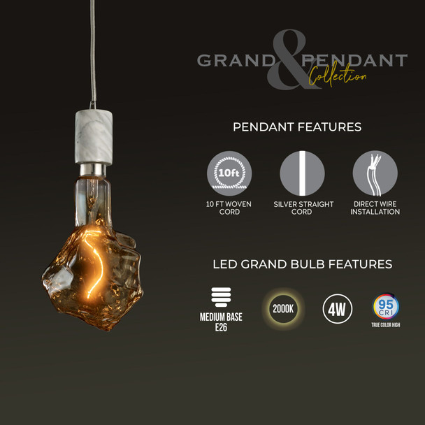 Bulbrite LED 4 Watt Pendant Fixture With An Antique Finish, 2000K (Amber Light) - alternate image 8