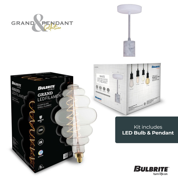 Bulbrite LED 4 Watt Pendant Fixture With A Clear Finish, 2200K (Amber Light) - alternate image 2