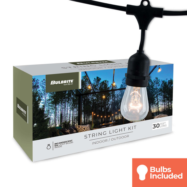Bulbrite 30-Foot String Light Kit With Clear Vintage Style S14 Incandescent Lamps Included - alternate image 2