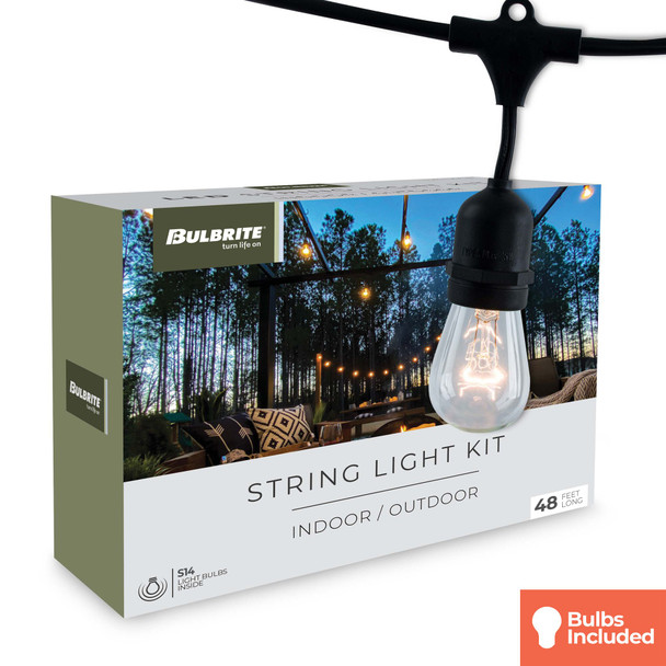Bulbrite 48-Foot String Light Kit With Clear Vintage Style S14 Incandescent Lamps Included - alternate image 2