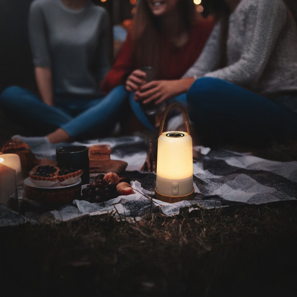Groove Cordless LED Outdoor Table Lamp With Dimmer, Built-In Rechargeable Battery, 3-Level Brightness, Bluetooth Speaker / Color Changing, White - alternate image 2