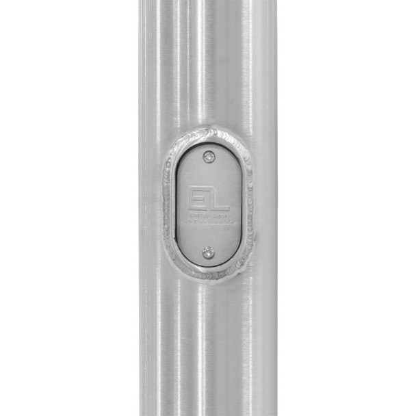 25' Round Tapered Aluminum Light Pole, 7" Diameter, 0.156" Wall Thickness, Brushed Natural Aluminum, 4-Bolt Base, 10"-11" Bolt Circle