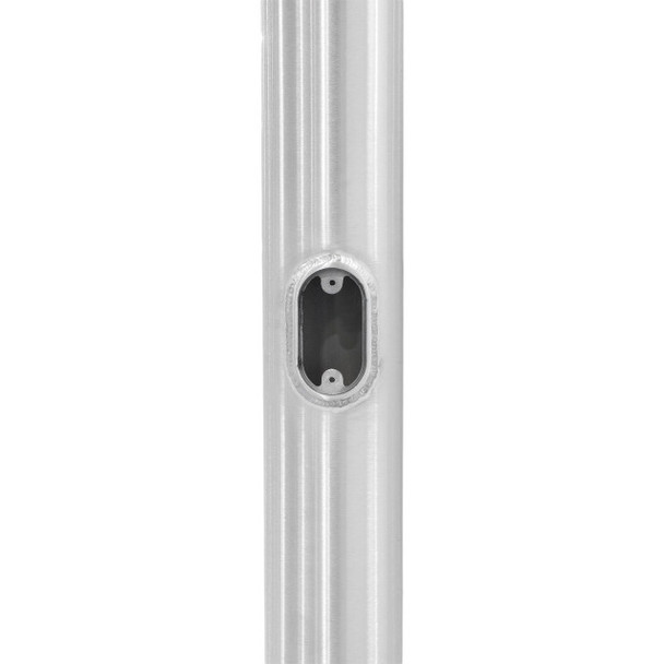 20' Round Tapered Aluminum Light Pole, 6" Diameter, 0.156" Wall Thickness, Brushed Natural Aluminum, 4-Bolt Cast Aluminum Base Flange