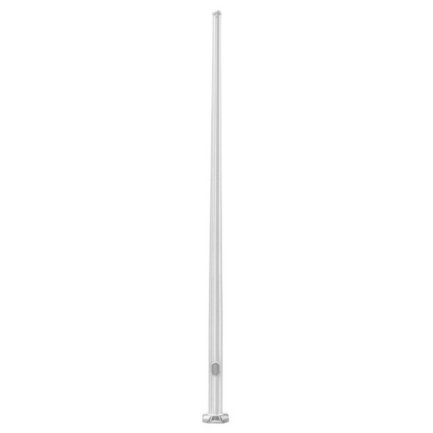 20' Round Tapered Aluminum Light Pole, 6" Diameter, 0.156" Wall Thickness, Brushed Natural Aluminum, 4-Bolt Cast Aluminum Base Flange