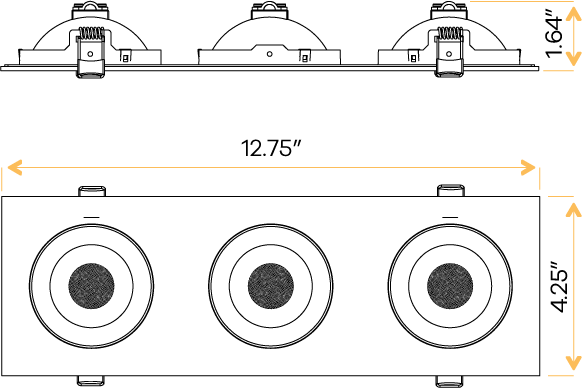 3.5" Triple head multiple floating gimbal White - alternate image 3