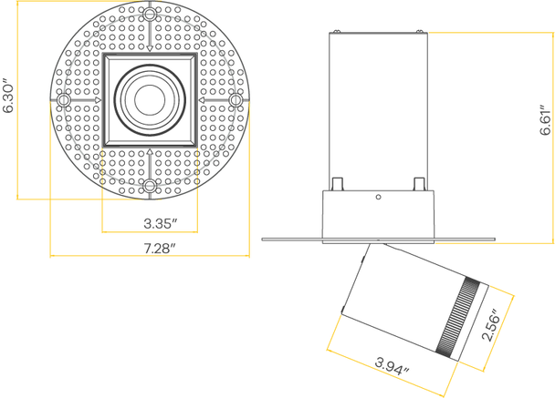 3” Square Retractable Trimless Black - alternate image 5
