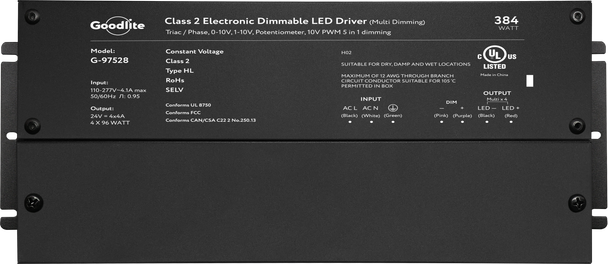 384W Class 2 Multi Circuit Electronic Led Driver 24V (Multi Dimming) - alternate image 3