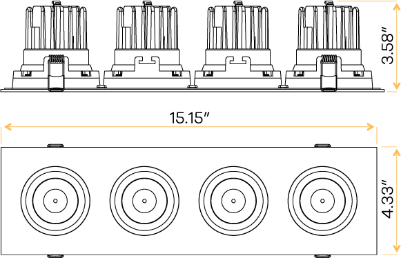 3.5” Four Head Multiple Gimbal White - alternate image 3