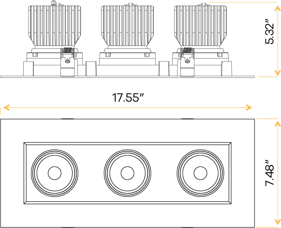 4” Triple Head Regress Multiple Gimbal White - alternate image 3