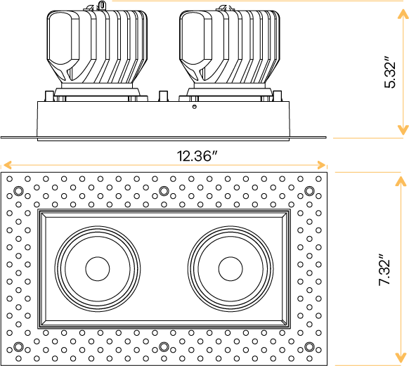 4" Double Head Trimless Regress Multiple Gimbal Black - alternate image 3