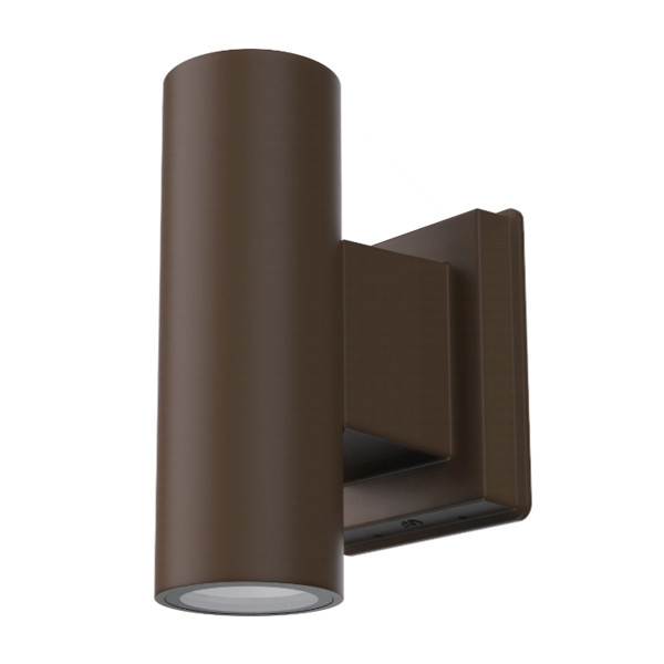 ILP Unify Outdoor Cylinder 3" Down Wall Mount, 400/500/600 lm Selectable, 120-277V, 3000K/3500K/4000K Selectable, Wide Flood 60°, Bronze