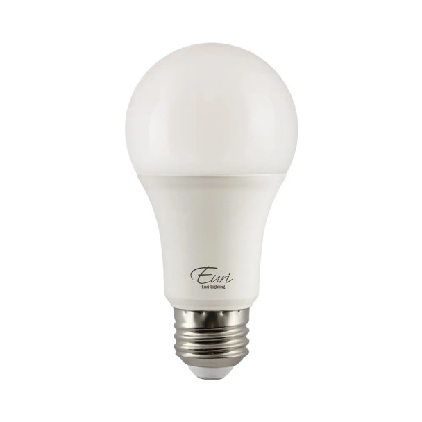 Euri Lighting LED A19 Lamp, 12W, 120V, 5000K, 1100 lm, 90+ CRI, E26 Base, Dimmable, Damp Rated, 2-Pack