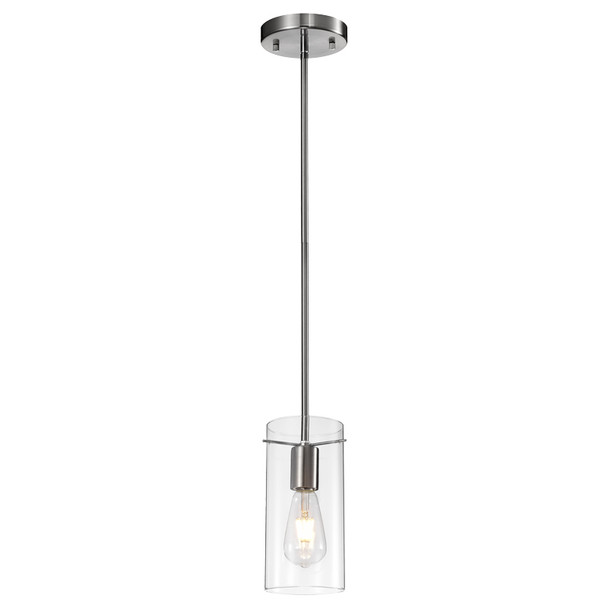 Sunpark P117-A Mini Pendant, 8W, 120V, 2700K, Satin Nickel, Clear Glass