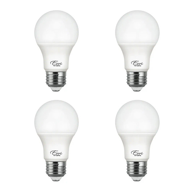Euri Lighting LED A19 Lamp, 9W, 800lm, 120V, 2700K, CRI 80, E26 Base, Damp Rated, Enclosed Fixture Suitable