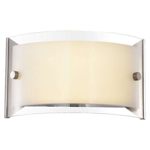 Sunpark W175D Wall Sconce, 15W, 120V, 3000K|3500K|4000K|5000K, 750 Lumens, Satin Nickel, Glass