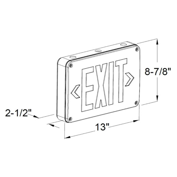 Halco Emergence Wet-Location Exit Sign, Black Housing, Field-Selectable Red/Green Legend, Field-Selectable Single/Double Face, Self-Diagnostics, Remote Capacity