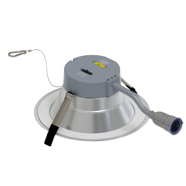 Retrofit Commercial Downlight with Emergency Battery Ready, 8", Lumen Selectable, Color Selectable 2700K/3000K/3500K/4000K/5000K, Haze Reflector with White Flange, Dual Dimming, 120-277V