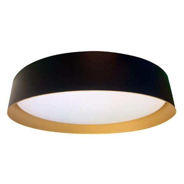 Flushmount Thick Black Ring, 14" Round, Color Selectable 2700K/3000K/3500K/4000K/5000K, Black/Gold Finish, 120V