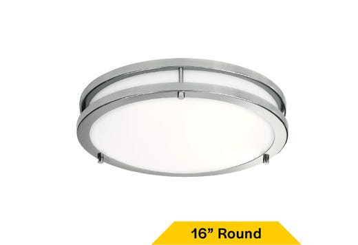 Flushmount Double Ring, 16", Color Selectable 2700K/3000K/3500K/4000K/5000K, Brushed Nickel, 120V