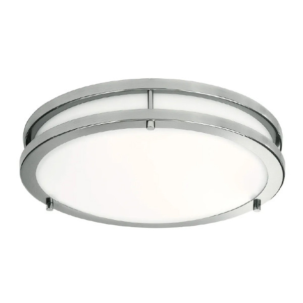 Flushmount Double Ring, 14", Color Selectable 2700K/3000K/3500K/4000K/5000K, Brushed Nickel, 120V, Microwave Motion Sensor
