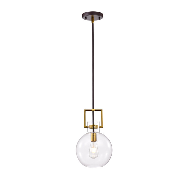 Sunpark Electronics P609D LED Pendant, 120V, 8W ST21 E26 LED Lamp, 2700K, CRI>80, 800 Lumens, Oil Rubbed Bronze, Clear Glass