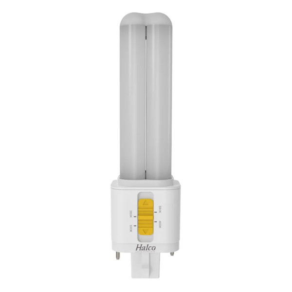 Halco ProLED Select Plug-In Lamp, Double Tube, Omni-Directional, 7W, 80 CRI, 3000K/3500K/4000K/5000K Selectable, Hybrid Type A/B, GX32 2-Pin Base, LED Generation 2, Non-Dimmable