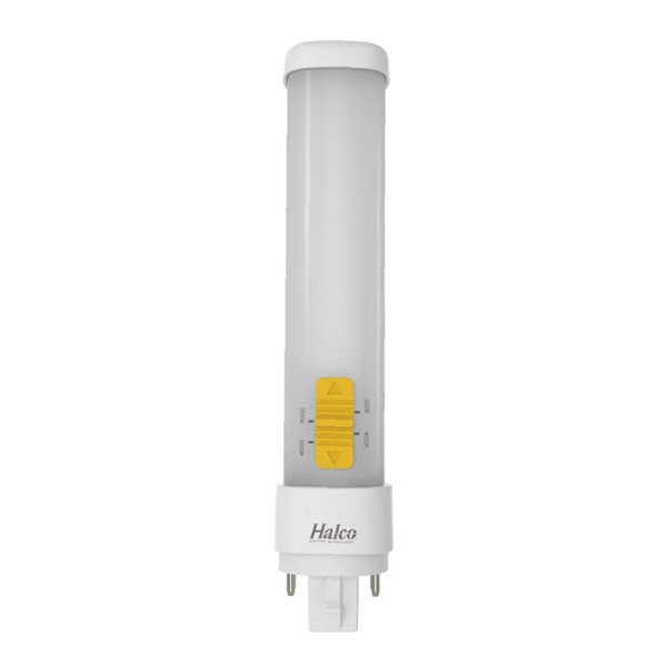 Halco ProLED Select Plug-In Lamp, Double Tube, Horizontal, 9.5W, 80 CRI, 3000K/3500K/4000K/5000K Selectable, Type A Ballast Compatible, G24Q 4-Pin Base, LED Generation 2, Dimmable