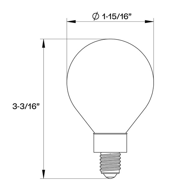 Decorative LED Filament Globe Lamp, G16.5, 3.8W, Frosted, LED Generation 4, 2700K/3000K/5000K, 90 CRI, E12 Base, Dimmable, Title 24 Compliant