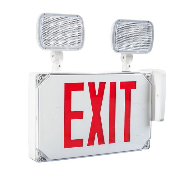 Exit Combo | Thermo Plastic | Style 3 | Wet Rated | White Color | Single or Double Facing | Red Lettering | 6500K Dual H - alternate image 2