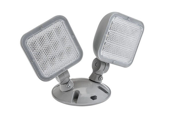 Emergency Light | Outdoor | Remote Double Head | Style 2 | Silver Color | 6500K Dual Heads | Surface Mount | Low Voltage - main product image