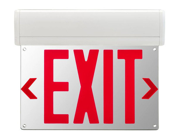 Exit Sign | Edge Lit | Style 1 | White Color | Single or Double Facing | Red Lettering| Surface Mount | 120-277 Vac Inpu - main product image