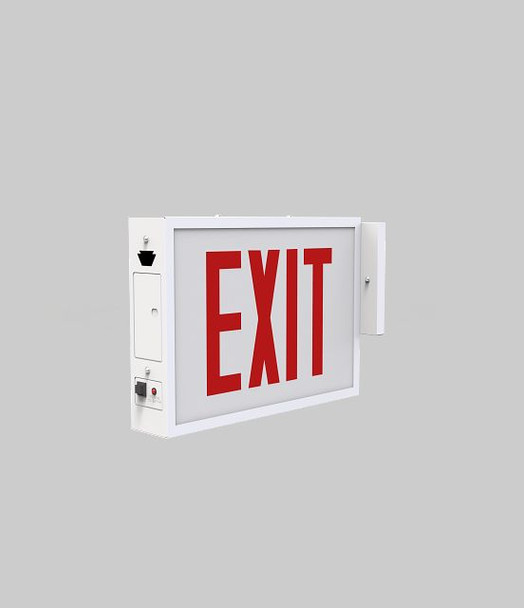 Exit Sign | Steel | Chicago Compliant | Style 1 | White Color | Single Facing | Red Lettering| Surface Mount | 120-277 V - alternate image 2