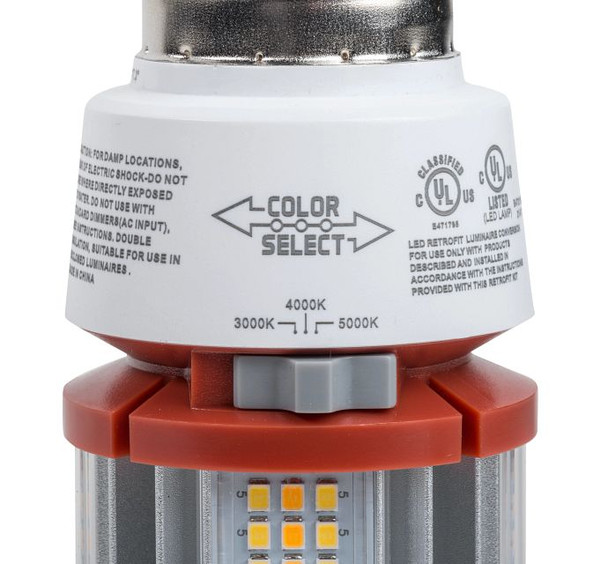 LED HID Replacement lamp feat. Power Select & Color Select. 18 / 12 / 9W, 3000 / 4000 / 5000K, 120-277V Input, E26 Base - alternate image 2