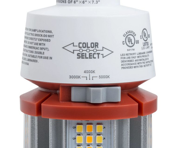 LED HID Replacement lamp feat. Power Select & Color Select. 27 / 22 / 18W, 3000 / 4000 / 5000K, 120-277V Input, E26 Base - alternate image 2