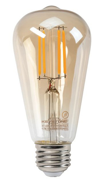 Edison Shape Filament Bulb, 40W Eqivalent, ST19 shape, E26 Medium base, 2200K, 80 CRI, Amber - main product image