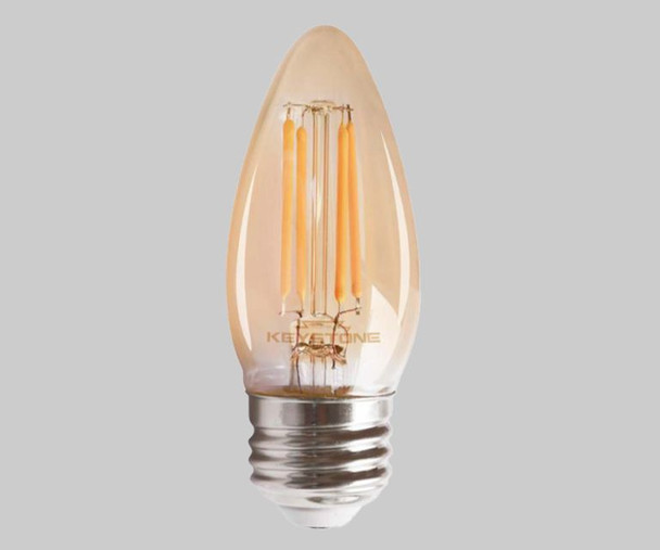 Straight Tip Chandelier Filament bulb, 60W Equivalent, B11 shape, E26 Medium base, 2200K, 80 CRI , Amber - main product image