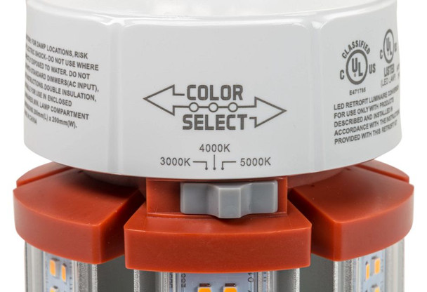 LED HID Replacement lamp feat. Power Select & Color Select. 54 / 45 / 36W, 3000 / 4000 / 5000K, 120-277V Input, EX39 Bas - alternate image 3