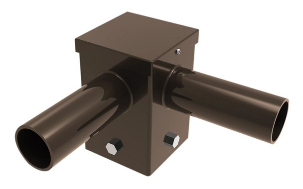 Pole Mount Dual 2 3 / 8" Tenon, Top Mount Horizontal 90 Deg for 4" Square Pole, Bronze - main product image