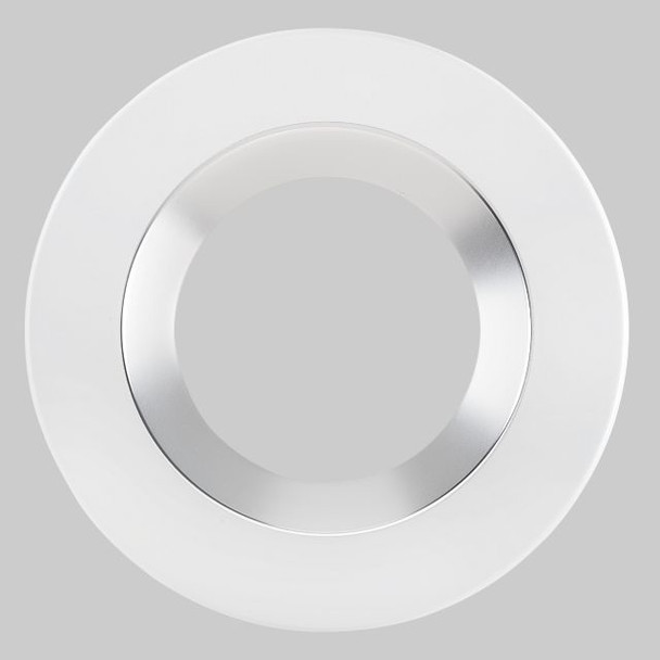 6in Hazy Chrome Reflector with White Flange Trim for Commercial Downlights - main product image