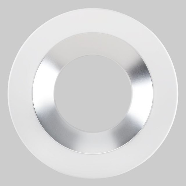 8in Hazy Chrome Reflector with White Flange Trim for Commercial Downlights - main product image
