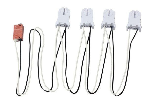 Wiring Harness for LED Tubes, (3) Pre-Wired Short, Non-Shunted Sockets with Power Disconnect - main product image