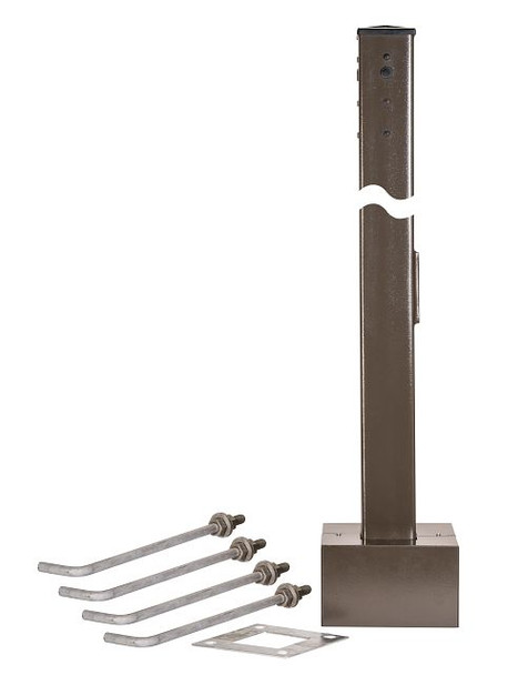 4in Square Steel Pole | 20ft | 11GA | Universal Drill Pattern on All 4 Sides | Includes pole, pole cap, base plate cover - main product image