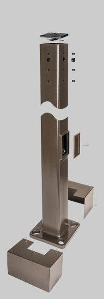 4in Square Steel Pole | 25ft | 11GA | Universal Drill Pattern on All 4 Sides | Includes pole, pole cap, base plate cover - main product image