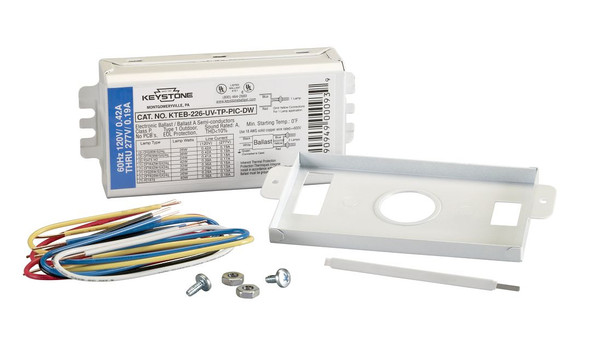 1 or 2x 26W 4-pin CFL, Rapid Start, 120-277V, side & bottom poke-in Connectors, Ballast Replacement KIT with stud plate - main product image