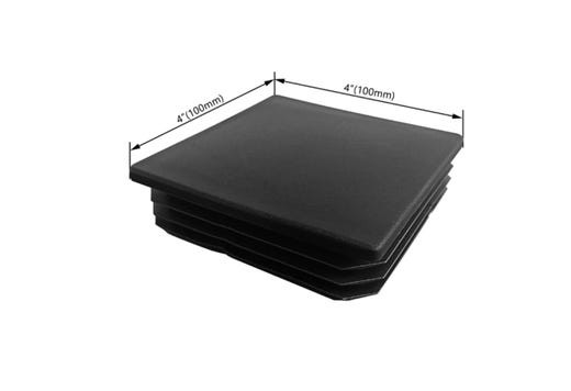 Straight Square Steel Pole Replacement Cap, 4" Square, Plastic, Black