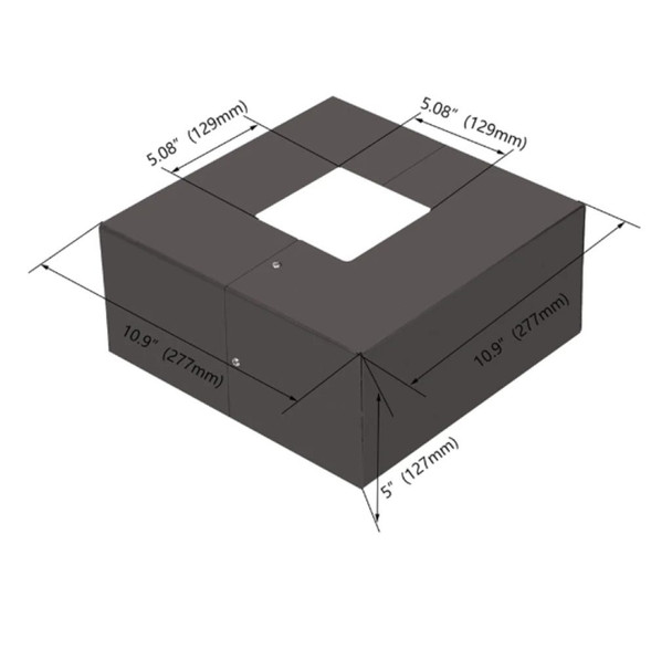 Straight Square Steel Pole Install Base Shield, 5" Square, Dark Bronze