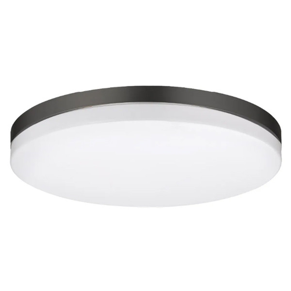 Halco Flushmount Slim Drum Fixture, 15", Brushed Nickel and Black Trim, Selectable CCT 2700K/3000K/3500K/4000K/5000K, 25W, 1750lm, 120V, Triac Dimming, White Plastic Lens, Microwave Motion Sensor