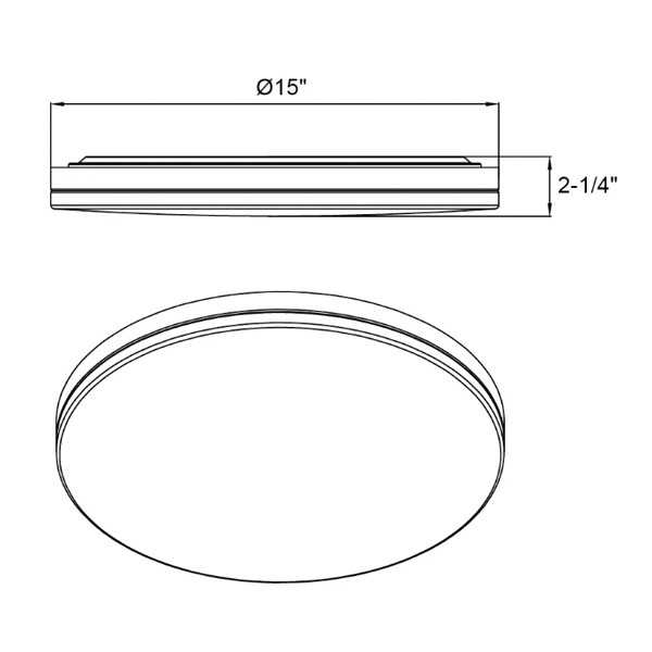 Halco Flushmount Slim Drum Fixture, 15", Brushed Nickel and Black Trim, Selectable CCT 2700K/3000K/3500K/4000K/5000K, 25W, 1750lm, 120V, Triac Dimming, White Plastic Lens, Microwave Motion Sensor