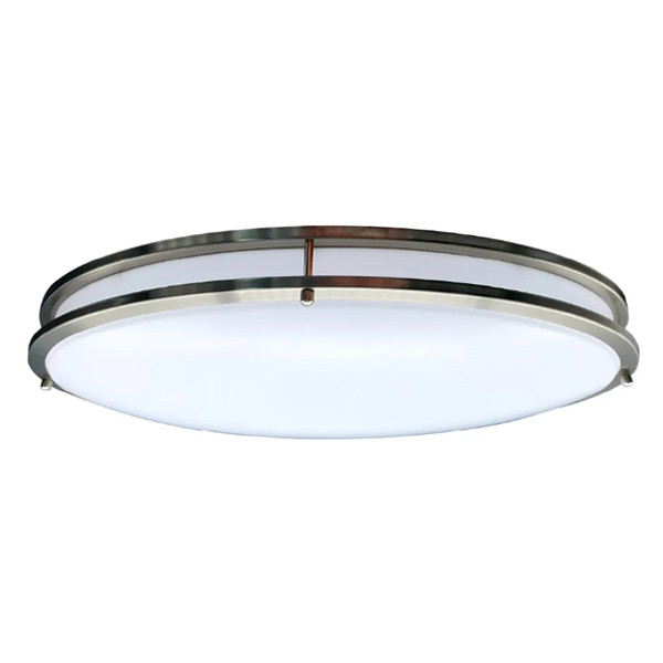 Flushmount Oval Double Ring, 32", Color Selectable 2700K/3000K/3500K/4000K/5000K, Brushed Nickel, 120V, Triac Dimming