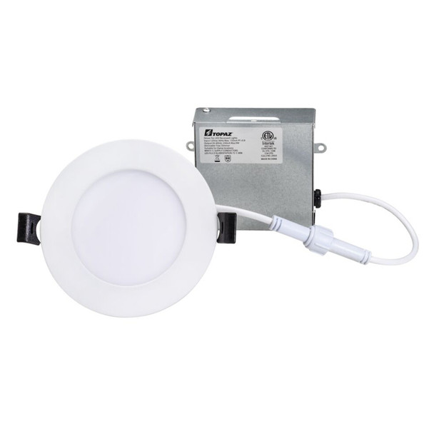 Topaz Slim Fit LED Recessed Downlight, 4", 9W, Round Trim, 5CCT Selectable, 2700K|3000K|3500K|4000K|5000K